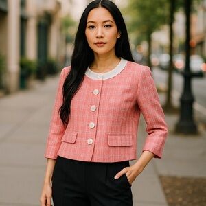 LE SUIT CLASSIC TAILORED VINTAGE BUTTON DOWN PEACH SUIT JACKET / BLAZER SZ 12 P